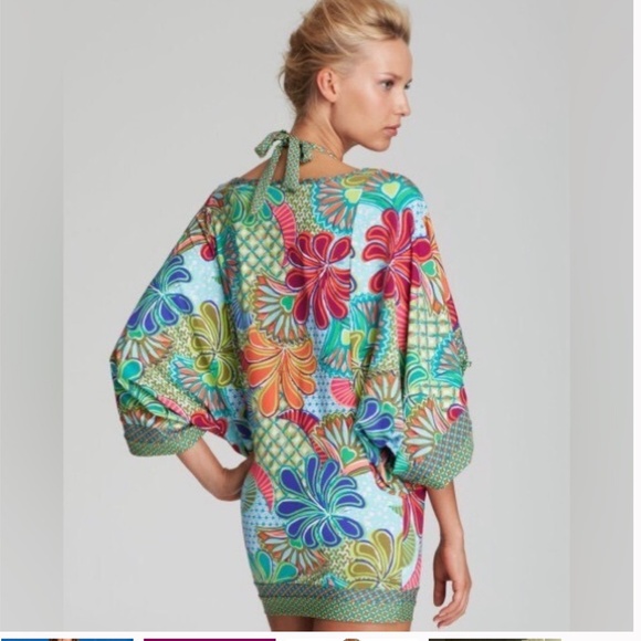 Trina Turk Zanzibar Tropical Tunic Mini Dress Beach Cover Up Beach Resort Pool - Picture 3 of 4